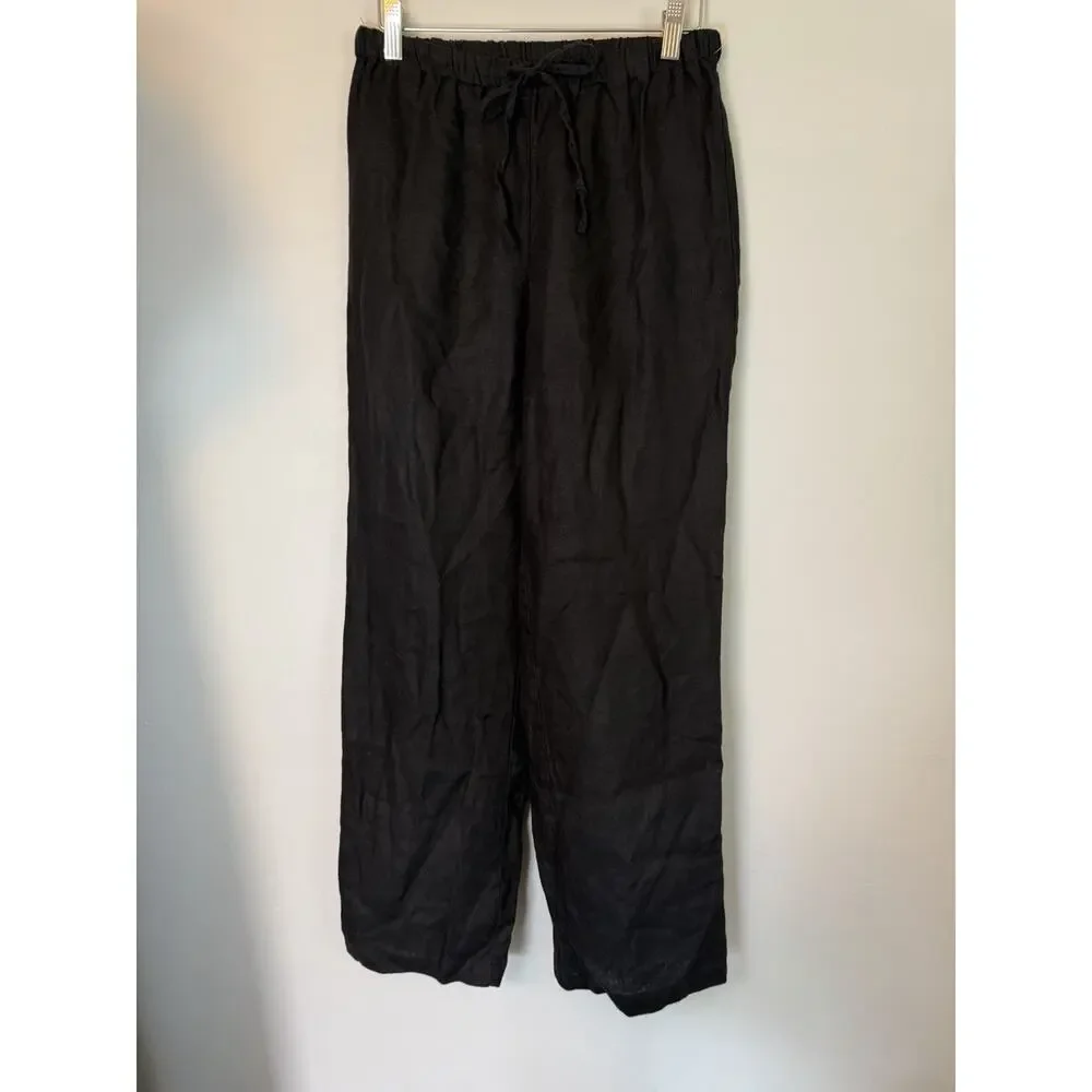 NEW Reformation Olina Black Linen Size Small Drawstring Lounge $188